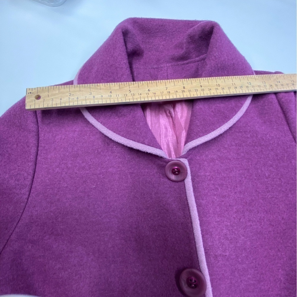 Wool Blend Cropped Jacket Embroidered Purple Fairy Whimsy Cottagecore Large Cute - Picture 11 of 15